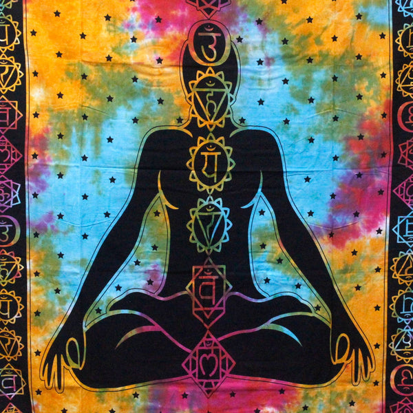 Doppelbettdecke Ritualtuch aus Baumwolle - Buddha Chakra 230 cm x 200 cm