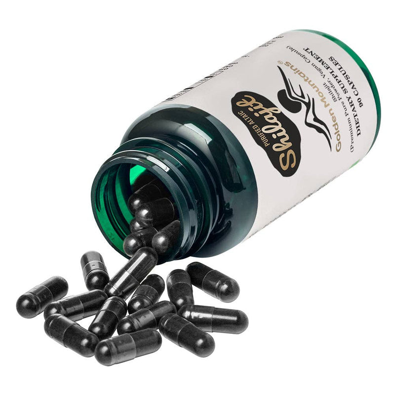 SiberianGreen - Capsules végétaliennes Shilajit Golden Mountains 500 mg Pure Altai 90 pièces Oligo-éléments de qualité supérieure