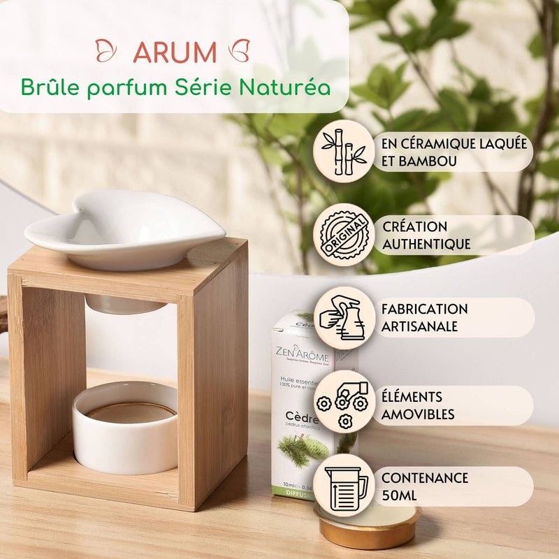 Zen'Arome - Scented wax melter – Ceramic candle holder and bamboo scented lamp