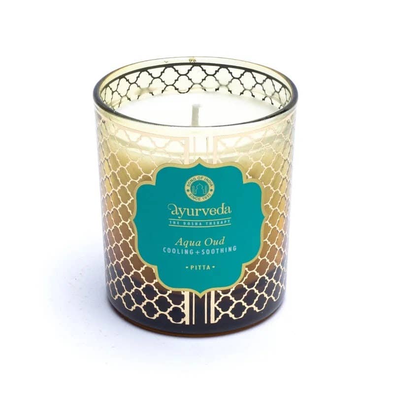 Ayurveda Specialist BV - Song of India - Bougie parfumée Pitta Aqua Oud Ayurveda avec 1 mèche