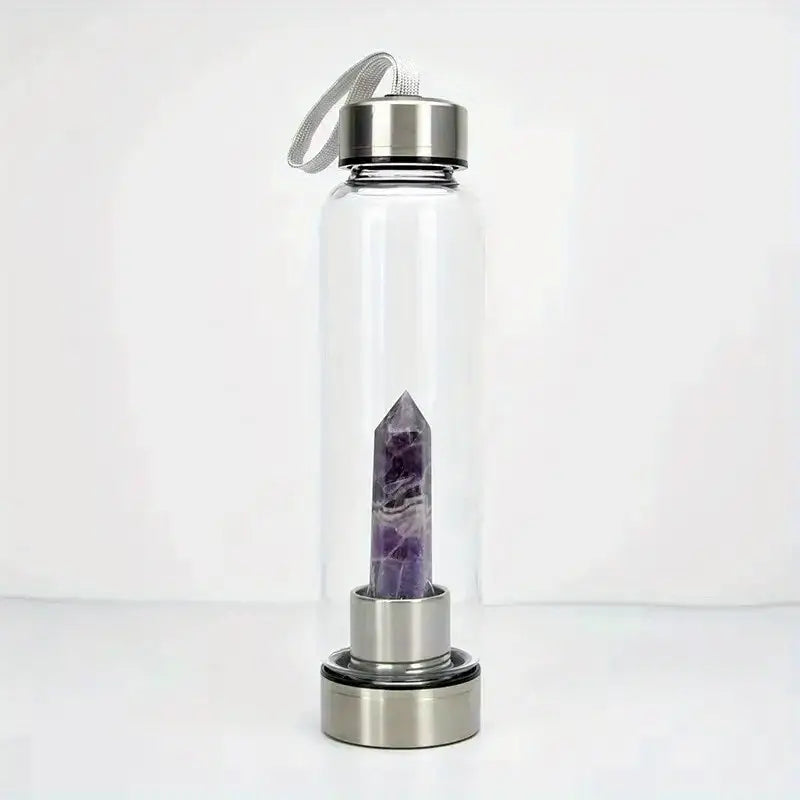 Crystal Tower Drinking Bottle Rose Quartz &amp; Amethyst