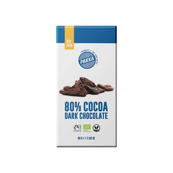 Pakka Dark Chocolate 80%, EU Organic/FLO-Fairtrade