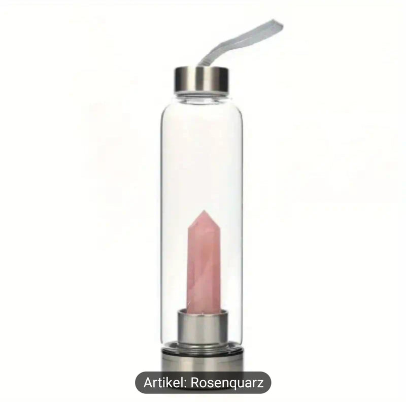 Crystal Tower Drinking Bottle Rose Quartz &amp; Amethyst