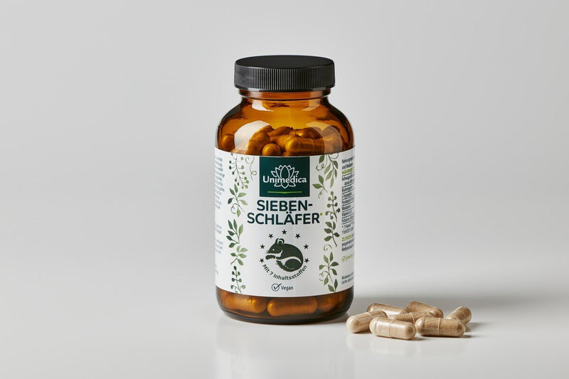 Siebenschläfer - Komplex mit Melatonin*, Vitaminen, L-Tryptophan, Bio Ashwagandha und Bio Brahmi - 120 Kapseln - von Unimedica