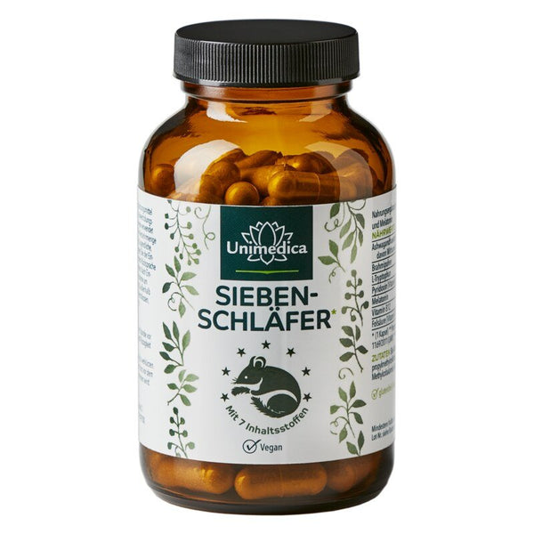 Siebenschläfer - Komplex mit Melatonin*, Vitaminen, L-Tryptophan, Bio Ashwagandha und Bio Brahmi - 120 Kapseln - von Unimedica