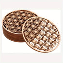 Wooden coaster with flower of life - diameter 10cm saucer