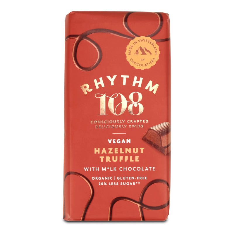 Rhythm 108 - Veganer M'LK Schokoriegel gefüllt mit Haselnusstrüffel 100g