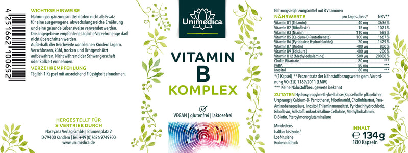 Complexe de vitamines B - dosage élevé - 180 gélules