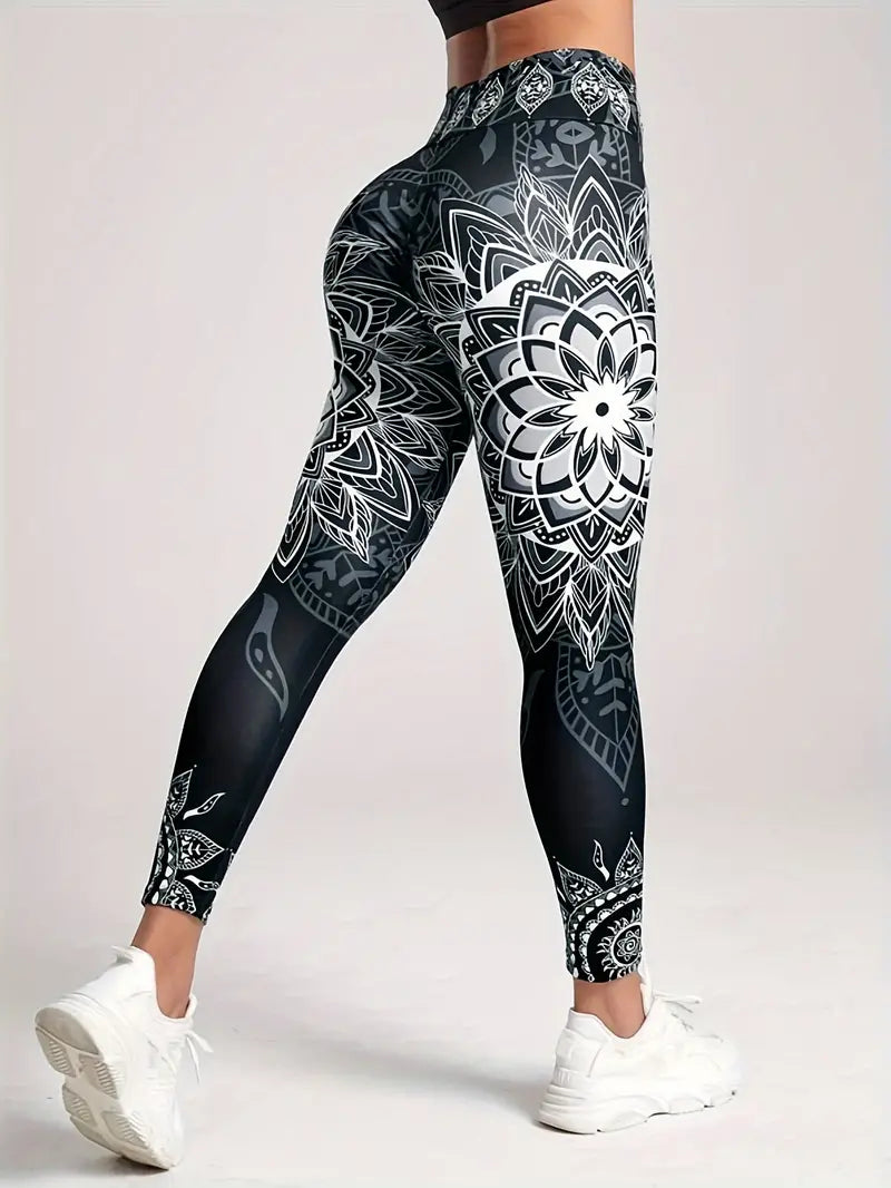 Yoga-Leggings mit hoher Taille und Mandala