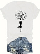 Lebhaftes Yoga-Baum Print T-Shirt