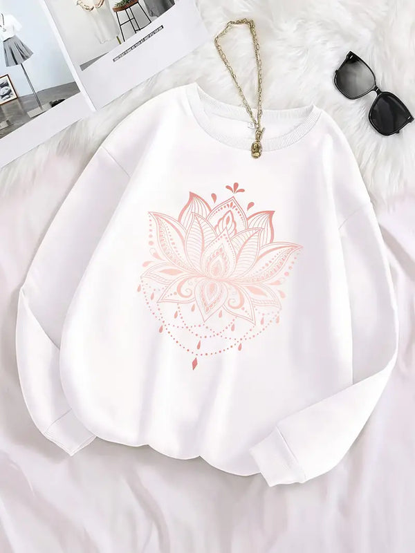 Damen Yoga Pullover Sweatshirt Lotusblume Mandala