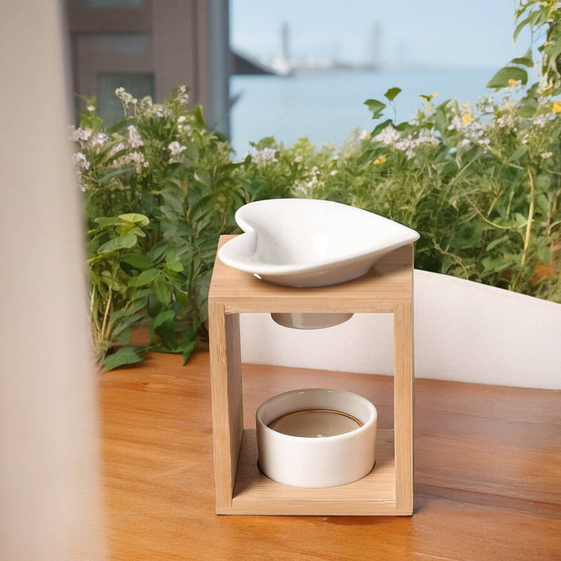 Zen'Arome - Scented wax melter – Ceramic candle holder and bamboo scented lamp