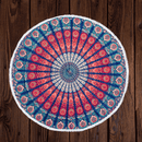 Round canvas ritual cloth “Mandala Multicolor” with cotton tassels 180cm diameter