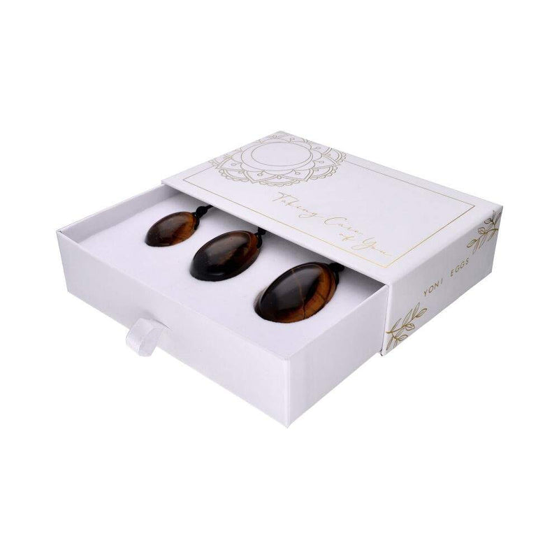 Yoni Tiger's Eye Egg Pack with Hole Yoni Eggs