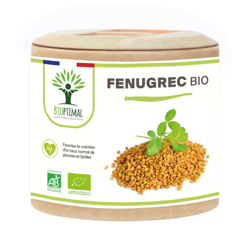 Organic fenugreek – dietary supplement in capsules for appetite enhancement and healthy blood sugar regulation