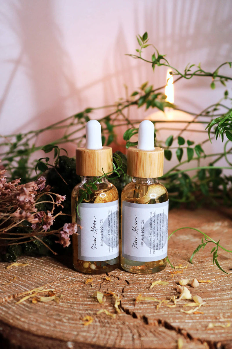 Ayamani Naturals - New Moon Ritual Körperöl mit kristallinfundierten Ölen