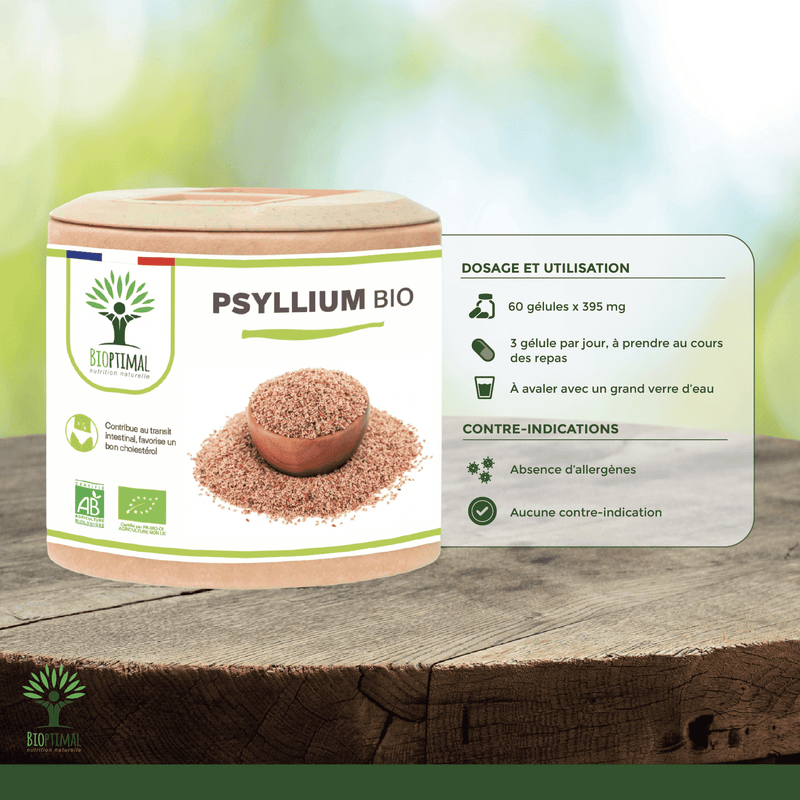 Psyllium Bio – Flohsamen-Nahrungsergänzungsmittel in Kapseln für eine gesunde Verdauung und Cholesterinregulation