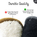 Nahaufnahme im Vergleich zweier Stoffe: ein weißer mit großen, anfälligen Schlingen und ein dunkelgrauer mit kleineren, stärkeren Schlingen aus einem fortschrittlichen Verfahren, betont langlebige Qualität.