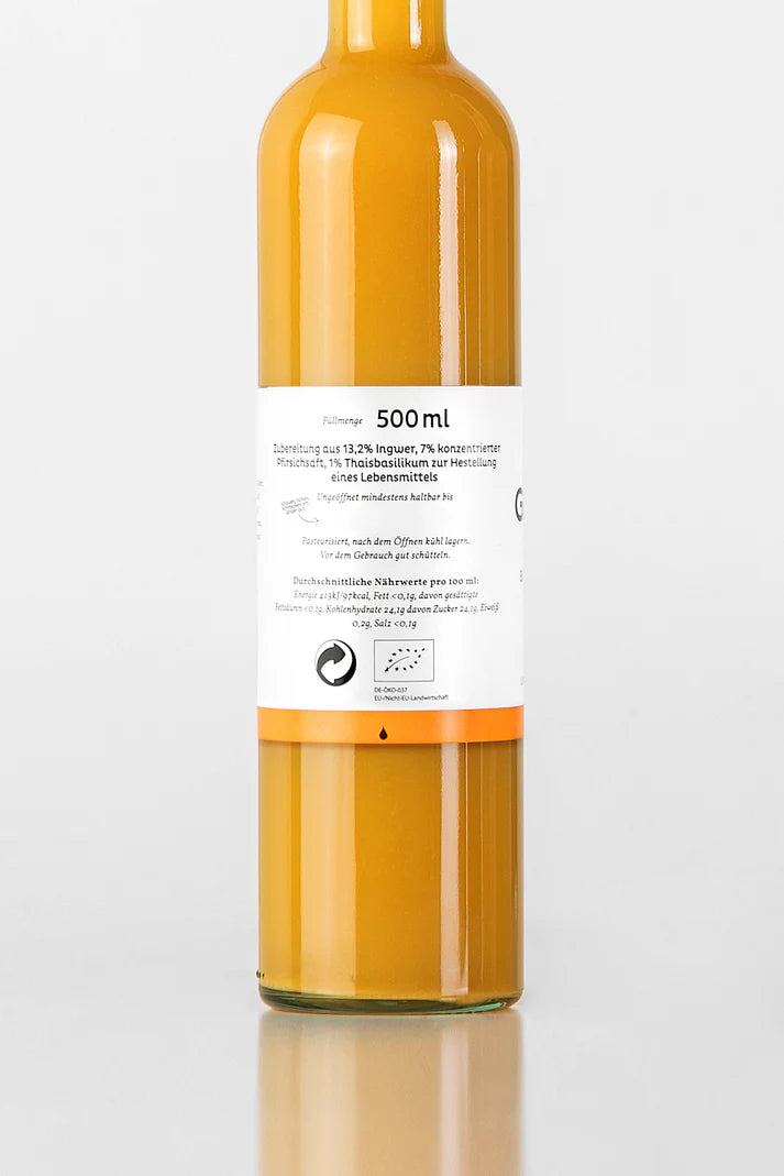 Ben’s Ginger Bio Ingwer Pfirsich Basilikum 500ml – Erfrischender Immun-Drink