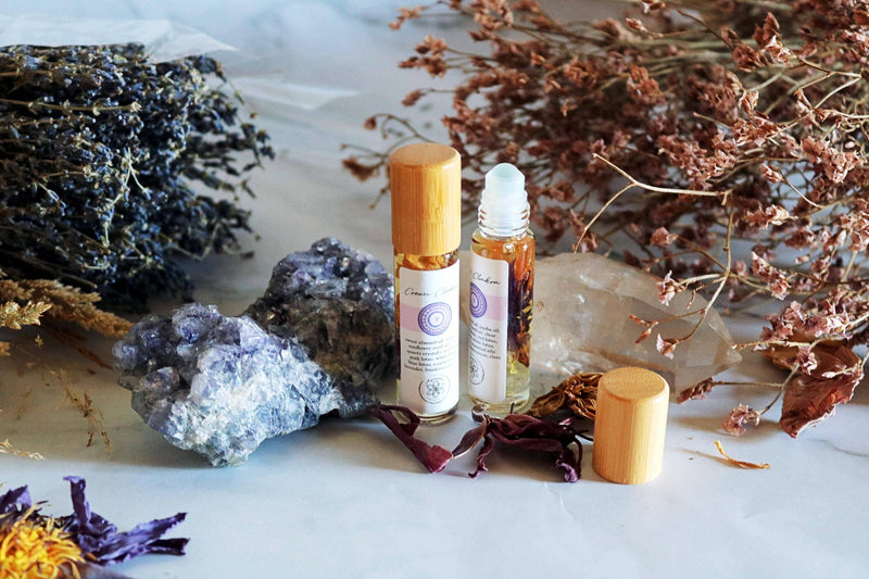Crown Chakra Meditation Oil with Crystal and Lotus Infusion