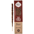 Sagrada Madre Räucherstäbchen Verpackung für den Duft Anis, Zimt und Weihrauch (Anís, Canela y Olíbano). Die Schachtel enthält 9 dicke Stäbchen (varillas gruesas) aus der Kräuterlinie (Línea Hierbas), als 100 % natürlich gekennzeichnet.