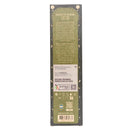 die Rückseite einer Produktverpackung mit Text in Englisch und Spanisch. Das Produkt ist „FRANKINCENSE AND MYRRH“ Räucherwerk, beschrieben als „Energetic Cleansing Ritual“. Die Verpackung erwähnt auch, dass es sich um „ARTESANAL CON BIOMASA“ („fruit base“) handelt.