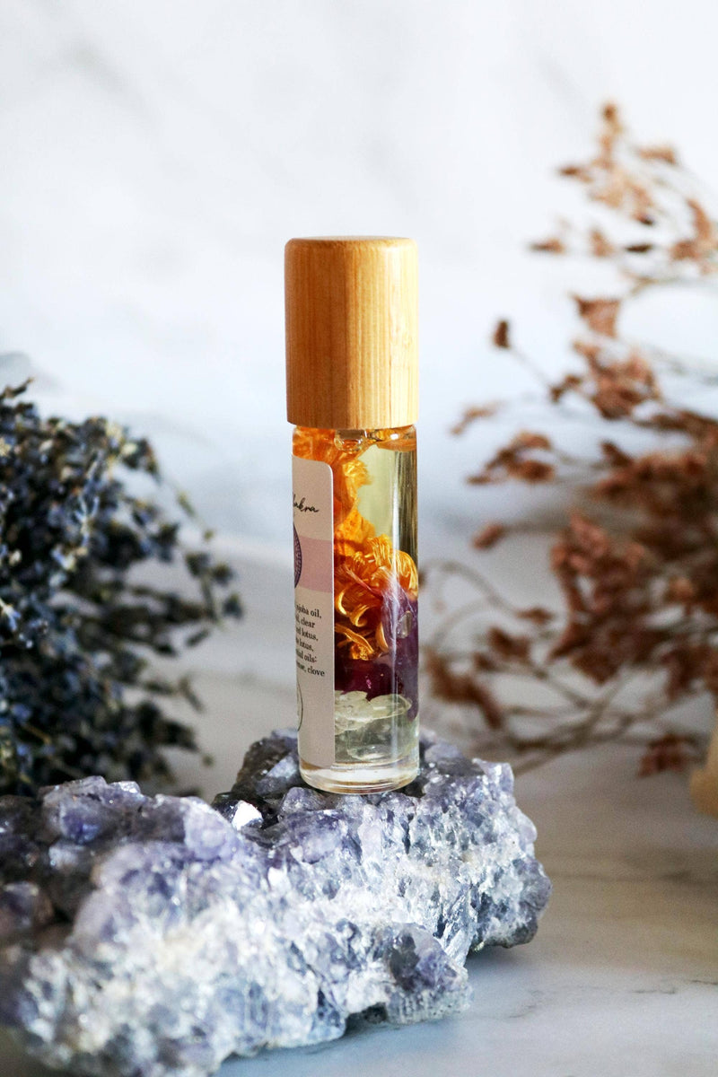 Crown Chakra Meditation Oil with Crystal and Lotus Infusion