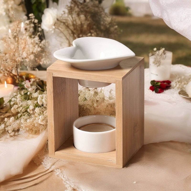 Zen'Arome - Scented wax melter – Ceramic candle holder and bamboo scented lamp