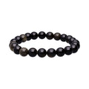 Bracelet boule obsidienne dorée 8mm