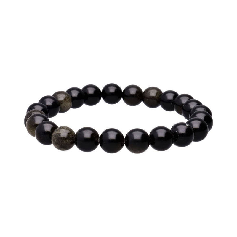 Bracelet boule obsidienne dorée 8mm