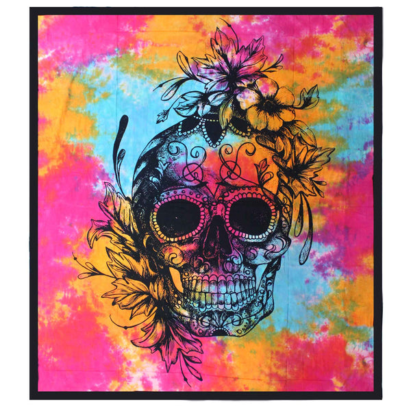Cotton double duvet and tapestry - Day of the Dead skull
