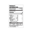 Nahaufnahme eines Etiketts mit Nährwertangaben für Natriumbicarbonat, das die Kalorien, Fette und den Natriumgehalt pro Portion auflistet.