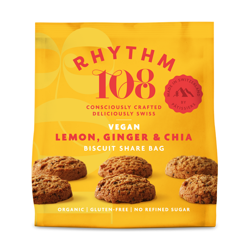 Rhythm 108 - Veganer Zitronen-, Ingwer- und Chia-Keksbeutel 135g