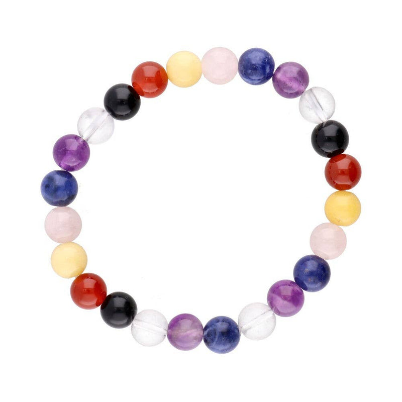 Mix Chakras bracelet, smooth ball, 8 mm