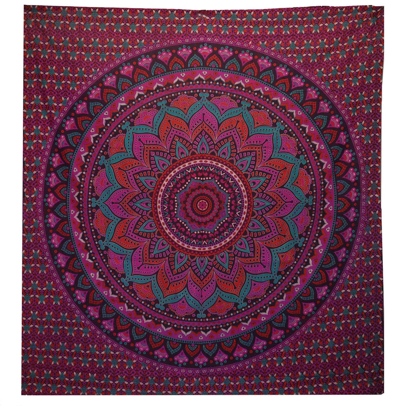 Doppelbettdecke, Ritualtuch, Wandbehang aus Baumwolle und Wandteppich — Mandala Classic — Violett - 230 cm x 200 cm