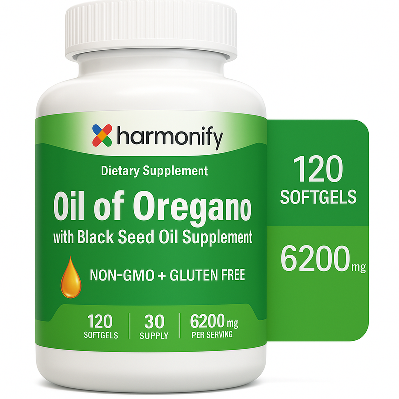 HARMONIFY Oregano Oil with Black Seed Oil - 120 Softgels