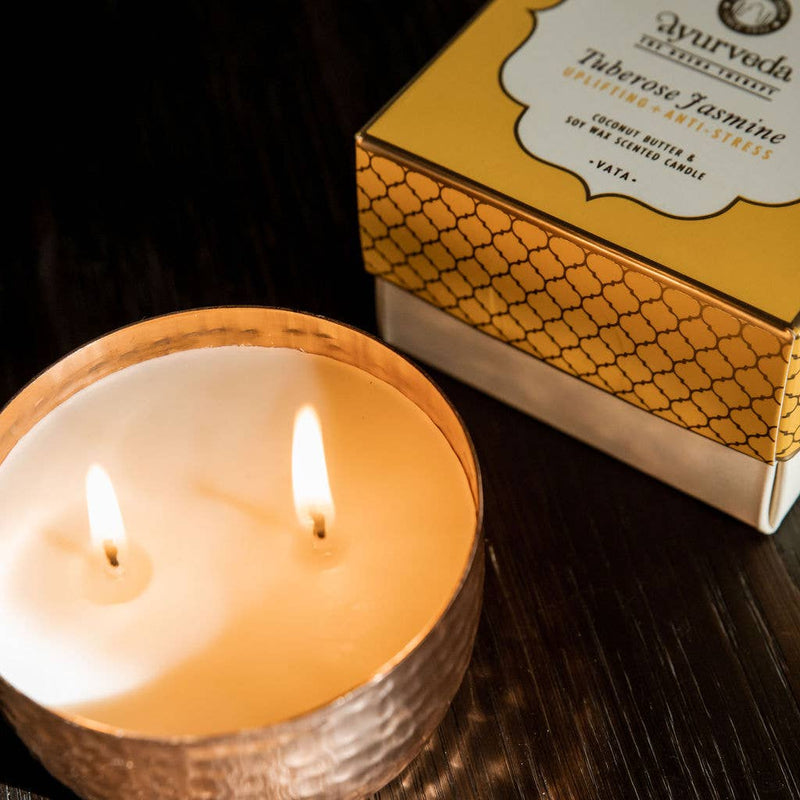 Ayurveda Specialist BV - Song of India - Bougie parfumée Vata Tubéreuse Jasmin avec 2 mèches