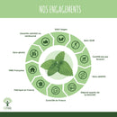 Bioptimal Sommeil Bio Versprechen: vegan, glutenfrei, Bio, in Frankreich hergestellt, ohne Zusatzstoffe, Ecocert-zertifiziert und in Frankreich kontrolliert.