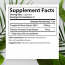 Tongkat Ali für Männer, Tribulus Terrestris Fruchtextrakt 120 Kapseln, 1000 mg - Testosteron, Energie, Libido & Kraft