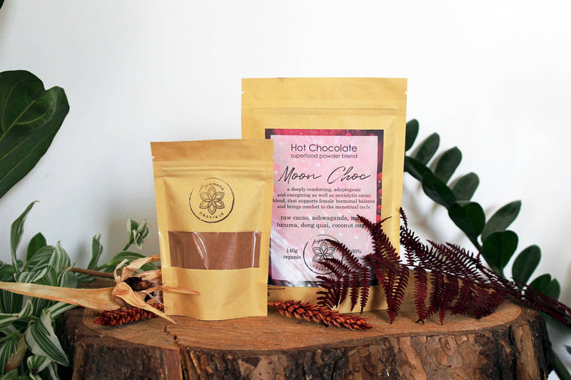 Zeremonieller Kakao | Moon Choc | Heiße Schokolade für PMS Relief mit Fairtrade-Kakao