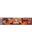 Ein vollständiges Produktetikett für Ancient Purity Wikinger-Rauchsalz (75g/2.64oz e). Das Etikett zeigt einen rustikalen, dunkelbraunen Hintergrund, ein Lebensbaum-Logo, Zutaten, vorgeschlagene Verwendung und Nährwertangaben.