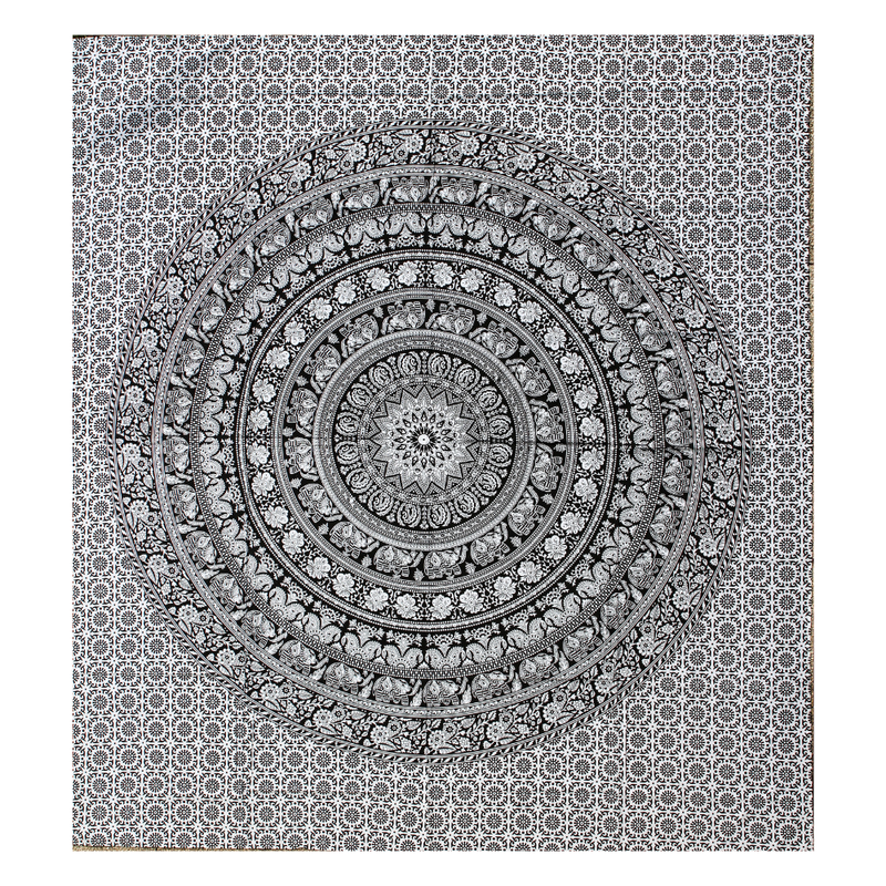 Wandbehang Ritualtuch „Elephant Mandala“ aus Baumwolle 140x210cm