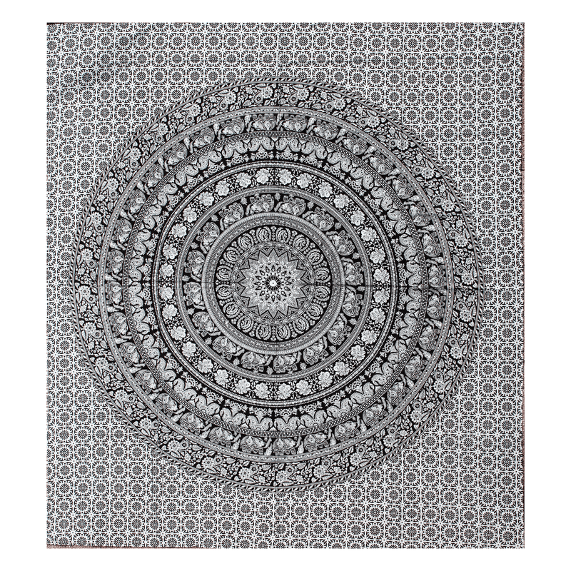 Wall hanging ritual cloth “Elephant Mandala” made of cotton 140x210cm