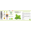 Bioptimal Sommeil Bio Etikett mit 60 Kapseln, 18g, Bio-Zertifizierung, Zutaten (Melisse, Eschscholzia, Passionsblume, Linde), Anwendungshinweisen und französischer Herkunft.