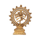 Goldfarbene Shiva Nataraj Figur aus Messing, ca. 23 cm, Goldgelb