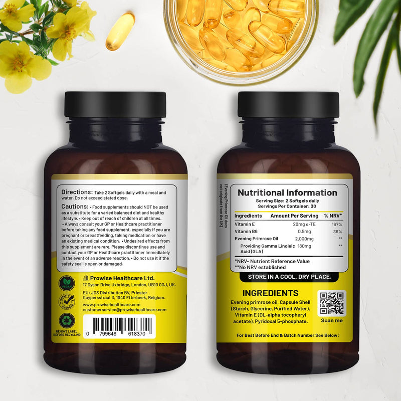 Veganes Nachtkerzenöl 2000mg mit Vitamin E & B6 – 60