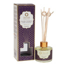 Eingepackter und ausgepackter Lavendel-Zitronengras-Ayurveda-Raumduft-Diffusor mit Stäbchen