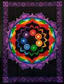 Regenbogen-Lotus-Chakra-Wandteppich Ritualtuch 213 x 137 cm