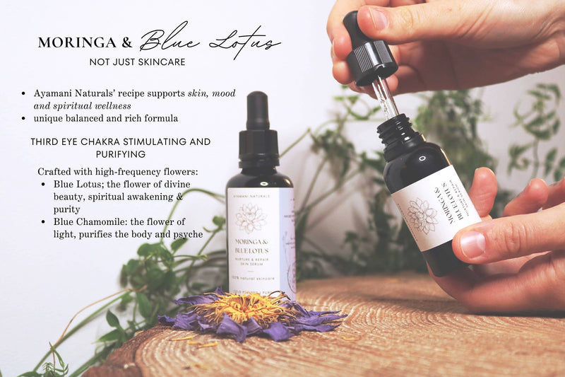 Ayamani Naturals - Beruhigendes Hautpflegeöl mit Blauer Lotus-Moringa und blauer Kamille