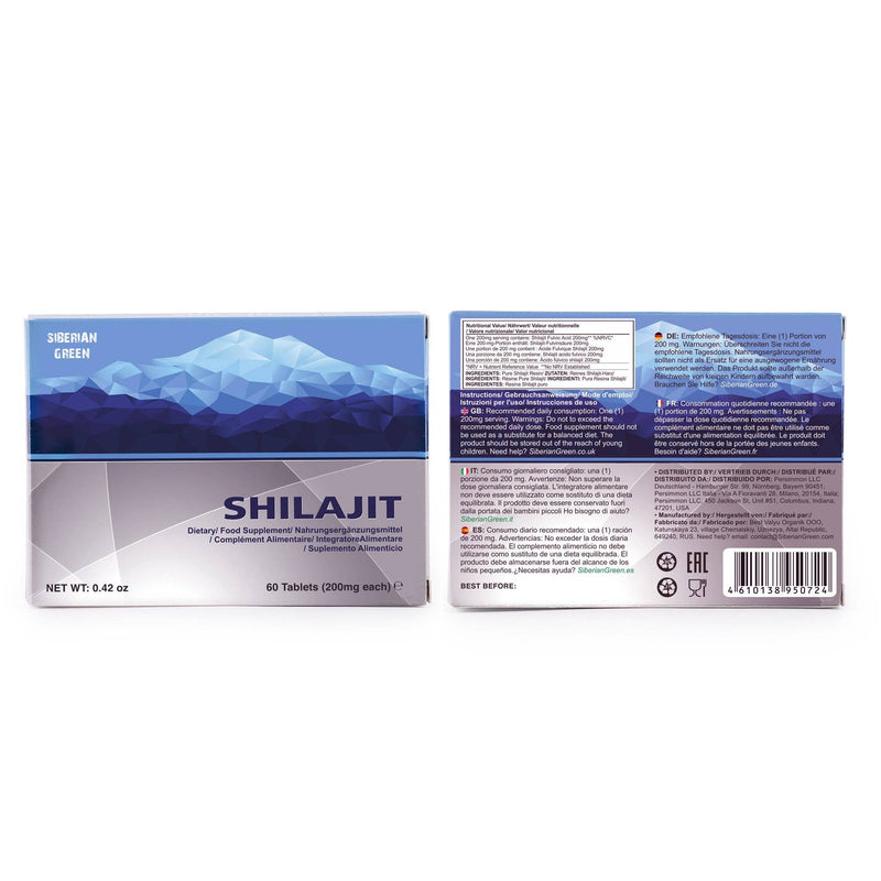 SiberianGreen - Shilajit pur Altaic Blue Mountains « MUMIJO », 120 comprimés (2 x 60 comprimés)